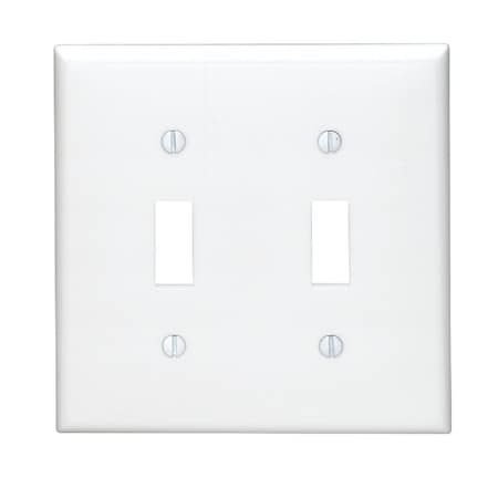 Leviton 2-Gang Thermoplastic Nylon Toggle Switch Wall Plate, White 002-80709-00W